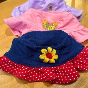 Vintage Cotton Infant Sun Hats Flowers Butterfly Baby Bundle